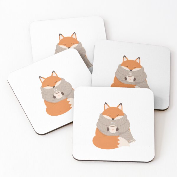 Item preview, Cozy Fox Drinking Hot Tea In Scarf designed and sold by Inka Moon Design.