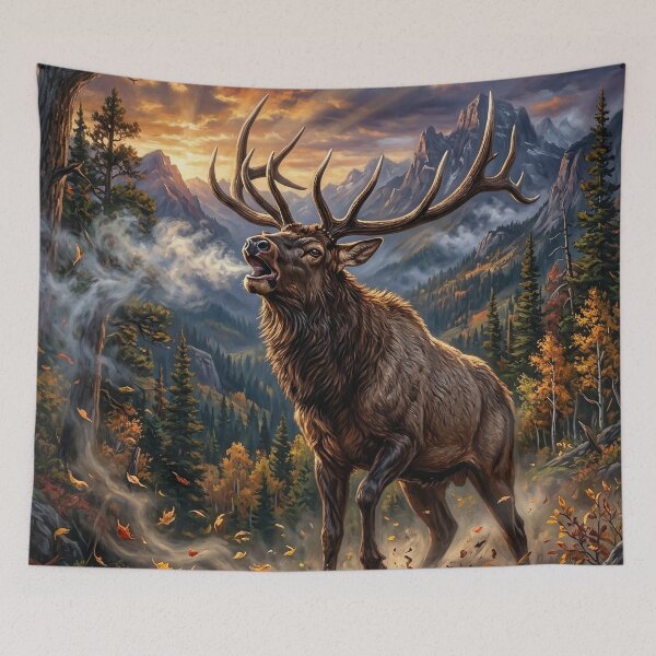 Item preview, Bugling Elk - Autumn Mountain Wildlife Art designed and sold by Lucid Dream Pixel.