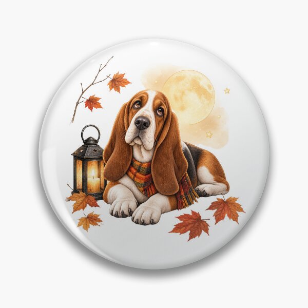 Item preview, Basset Hound Autumn Evening | Cozy Fall Dog designed and sold by PAPIRO SIGLO XXI.
