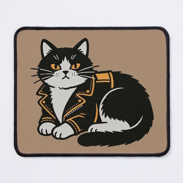 Item preview, Stylish cat in a biker-style jacket designed and sold by mixoubraw.