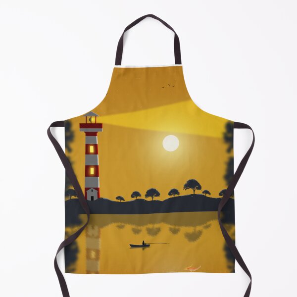 Item preview, Artistic relaxing and calming Fishing nature scene next to a lighthouse during goldenhour sunset near capetown designed and sold by Nickadon.