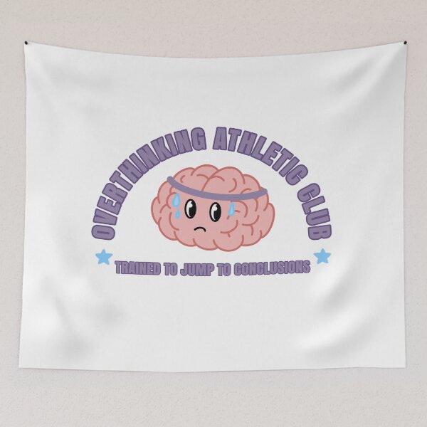 Item preview, Overthinking Athletic Club Sarcastic Brain Sticker⁠ designed and sold by Random Ink Society.