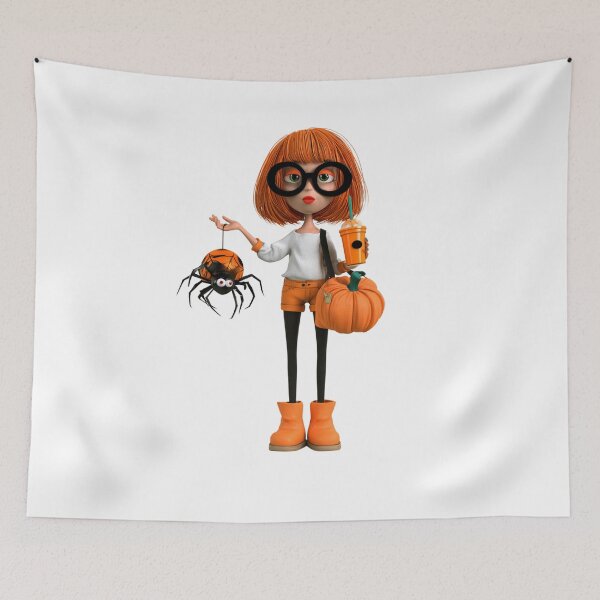 Item preview, Halloween Girl Pumpkin and Spider Vibes designed and sold by OutOfTheBubble.