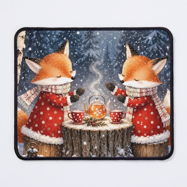 Item preview, Winter Tea Party – Whimsical Foxes in a Snowy Forest designed and sold by WhimsyWink.