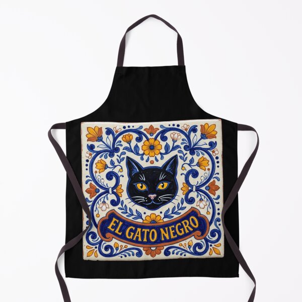 Item preview, El Gato Negro Talavera Tile Spanish Cobalt Blue Ceramic Cat Shirt designed and sold by TeNovaStudio ⭐⭐⭐⭐⭐.