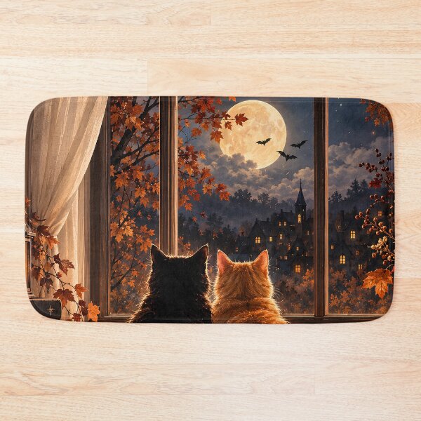 Item preview, Cozy Autumn Cats Under the Moon designed and sold by Mama Leenah.