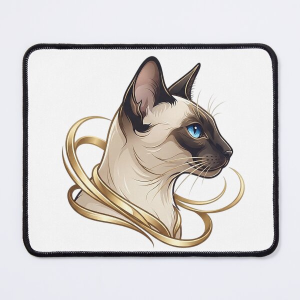 Item preview, Elegant Siamese Cat with Golden Ribbons - Luxury Pet Art designed and sold by Nubian Style.