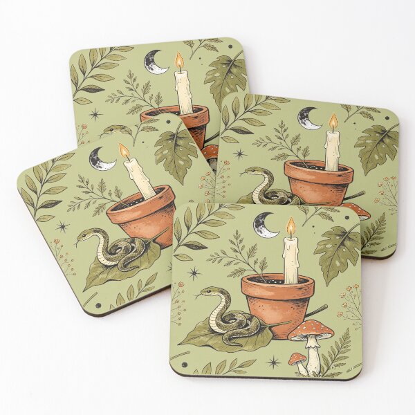 Item preview, Mystical nature: snake, candle and crescent moon designed and sold by mixoubraw.