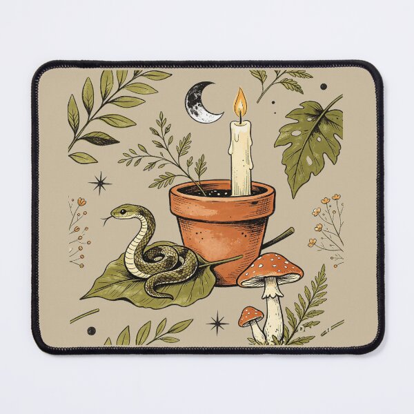 Item preview, Mystical nature: snake, candle and crescent moon designed and sold by mixoubraw.