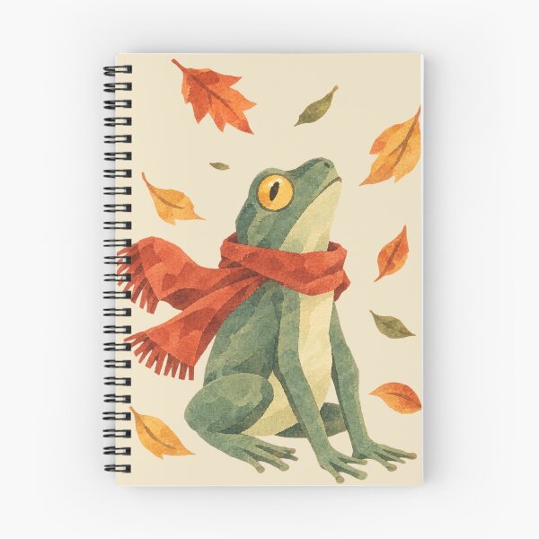 Item preview, Autumn Frog with Red Scarf – Cozy Vintage Fall Art designed and sold by ZOHRR.