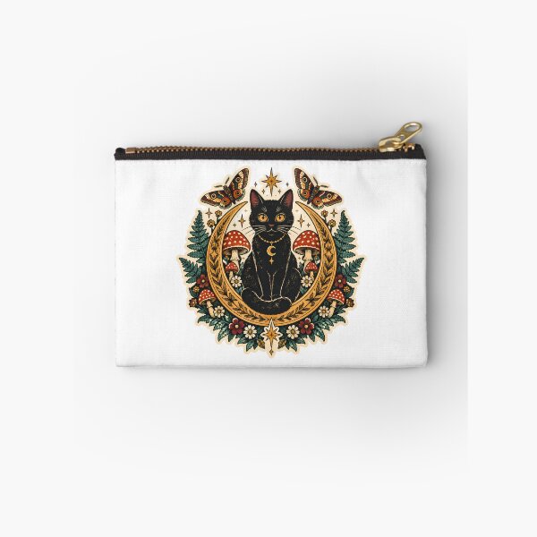 Item preview, Mystical Black Cat Moon with Mushrooms – Witchy Gothic Cottagecore Art designed and sold by PT PROJECT.