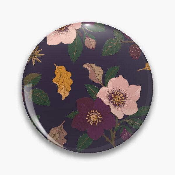 Item preview, Hellebore and Blackberry Dark Cottagecore Autumn Pattern designed and sold by BelievingCreate.