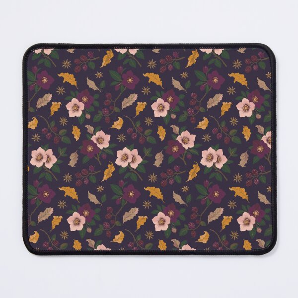 Item preview, Hellebore and Blackberry Dark Cottagecore Autumn Pattern designed and sold by BelievingCreates.