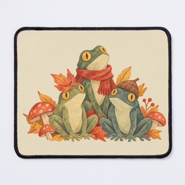Item preview, Autumn Frog Trio – Cozy Vintage Fall Art designed and sold by ZOHRR.