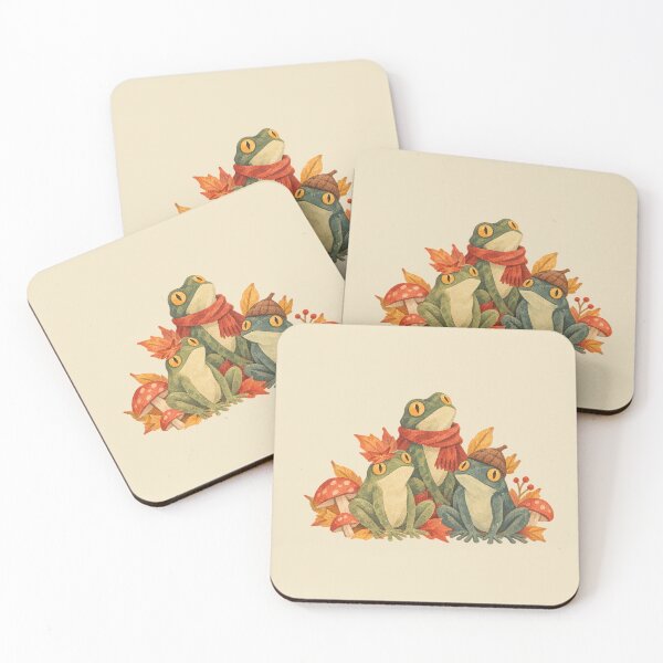 Item preview, Autumn Frog Trio – Cozy Vintage Fall Art designed and sold by ZOHRR.