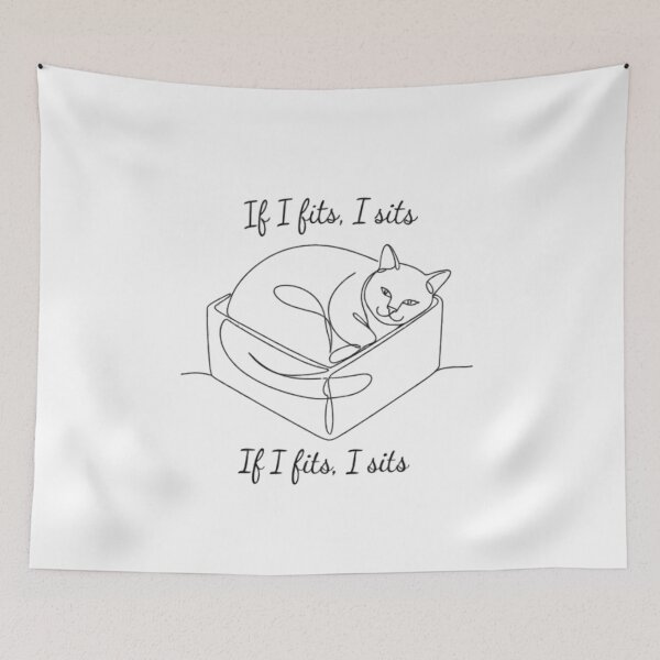 Item preview, If I Fits I Sits Box Cat Line Art designed and sold by PrintforDesign.