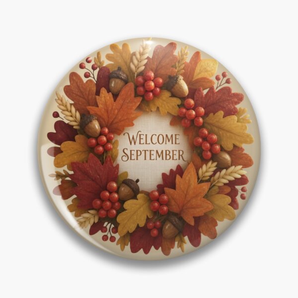 Item preview, Welcome September Autumn Wreath Minimalist Cozy Fall Aesthetic Classic Design designed and sold by ORIGINS LINES.