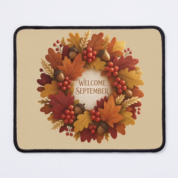Item preview, Welcome September Autumn Wreath Minimalist Cozy Fall Aesthetic Classic Design designed and sold by ORIGINS LINES.