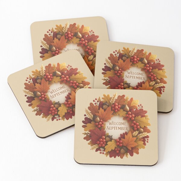Item preview, Welcome September Autumn Wreath Minimalist Cozy Fall Aesthetic Classic Design designed and sold by ORIGINS LINES.