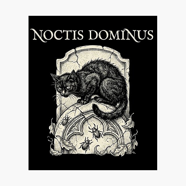 Item preview, Noctis Dominus Black Cat Gothic Headstone Engraving Dark Academia Shirt designed and sold by TeNovaStudio ⭐⭐⭐⭐⭐.