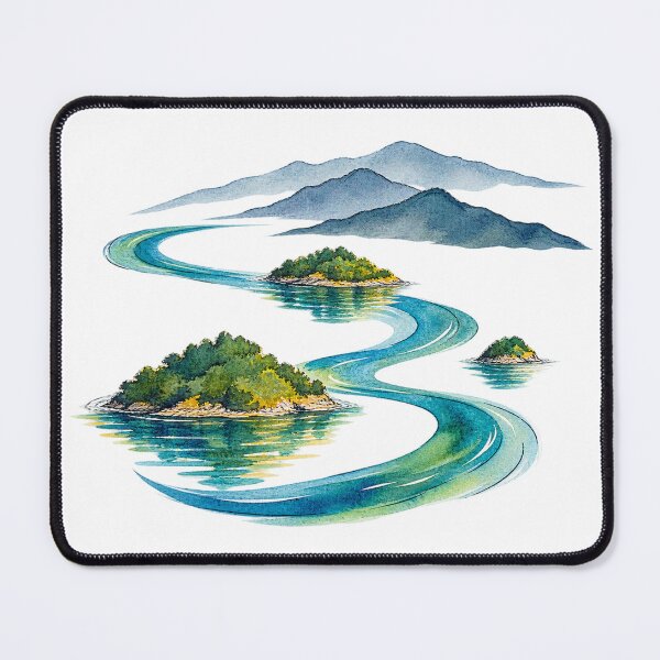 Item preview, Lake Kivu Island Motif Digital Watercolour designed and sold by FurusatoGallery.