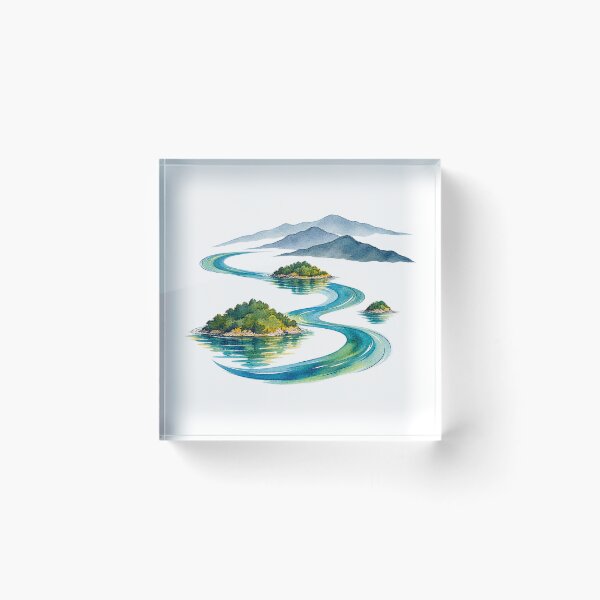 Item preview, Lake Kivu Island Motif Digital Watercolour designed and sold by FurusatoGallery.