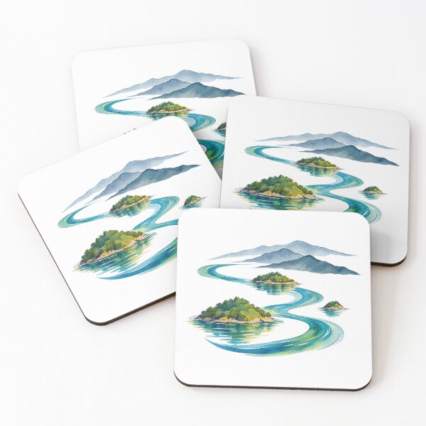 Item preview, Lake Kivu Island Motif Digital Watercolour designed and sold by FurusatoGallery.