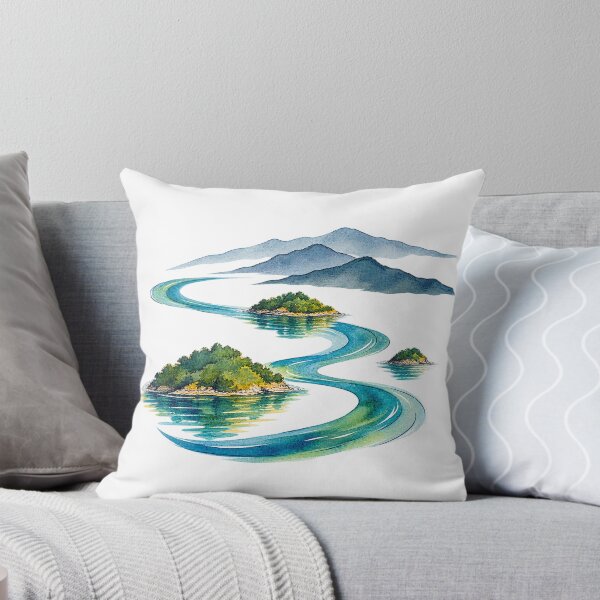 Item preview, Lake Kivu Island Motif Digital Watercolour designed and sold by FurusatoGallery.