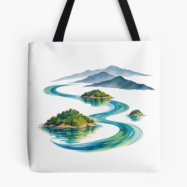 Item preview, Lake Kivu Island Motif Digital Watercolour designed and sold by FurusatoGallery.