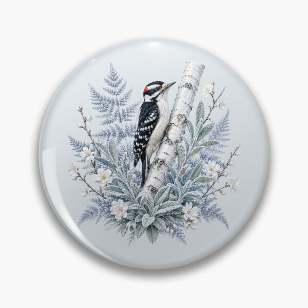 Item preview,  Winter Botanical Downy Woodpecker Birch Tree Design designed and sold by BirdsnStuff.