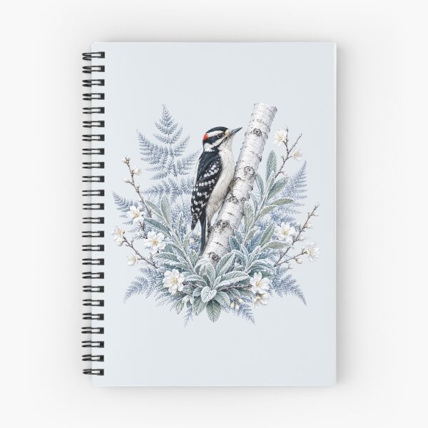 Item preview,  Winter Botanical Downy Woodpecker Birch Tree Design designed and sold by BirdsnStuff.