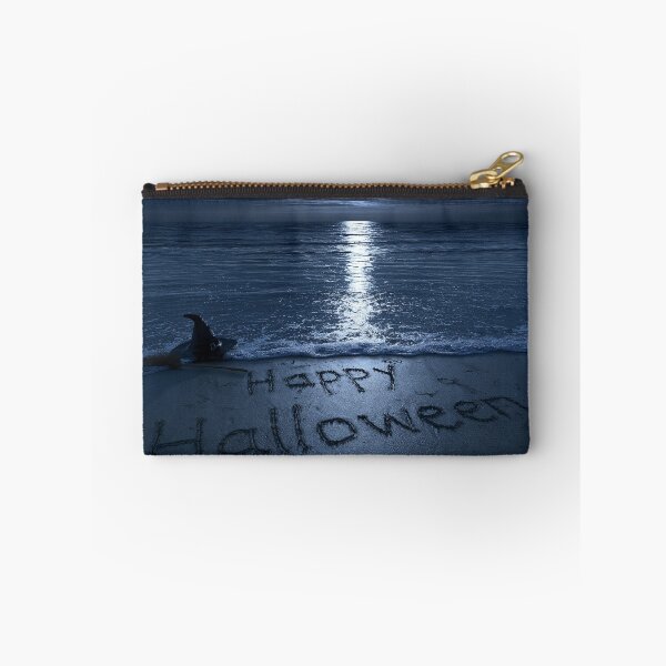 Item preview, Happy Halloween Sand Inscription With Witch Hat And Broom Under Full Moon designed and sold by chase-thewave.