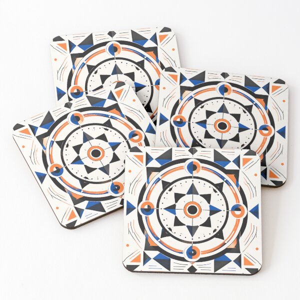 Item preview,  Geometric Abstract Mandala in Orange, Blue, and Black designed and sold by 21degrees-club.