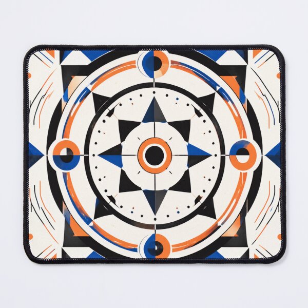 Item preview, Geometric Abstract Mandala in Orange, Blue, and Black designed and sold by 21degrees-club.