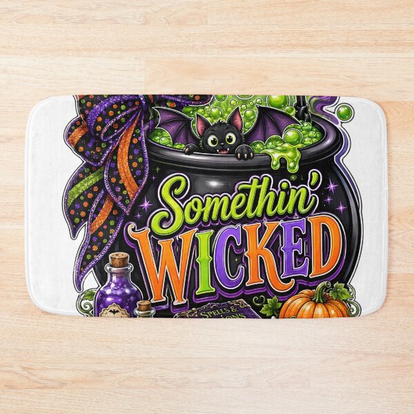Item preview, Something Wicked Halloween Witch Cauldron Bat Cute Spooky Autumn Design designed and sold by Kruti Collection.
