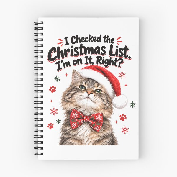 Item preview, Funny Christmas Cat Santa Hat I Checked The Christmas List Im On It Right Gift designed and sold by Everly Ink Co..