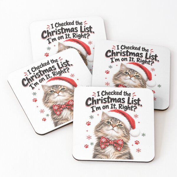 Item preview, Funny Christmas Cat Santa Hat I Checked The Christmas List Im On It Right Gift designed and sold by Everly Ink Co..