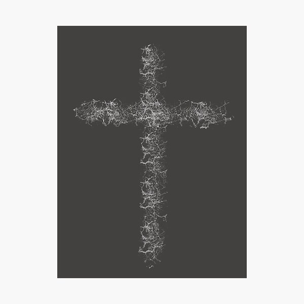 Item preview, Organic Electric Roots Cross White Web Gothic Abstract Emblem designed and sold by Akanyoni Studio .