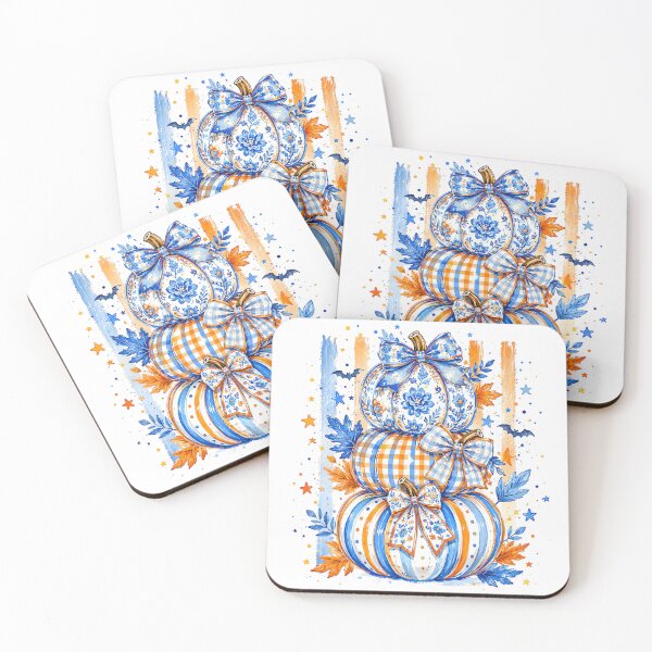 Item preview, Pretty Pumpkins & Bows – Blue & Orange Fall Graphic designed and sold by SweetTeezPrints.