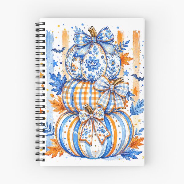 Item preview, Pretty Pumpkins & Bows – Blue & Orange Fall Graphic designed and sold by SweetTeezPrints.