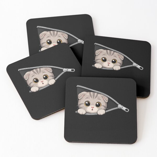Item preview, Cute Kitten Peeking Zipper Cat Face designed and sold by M555888.