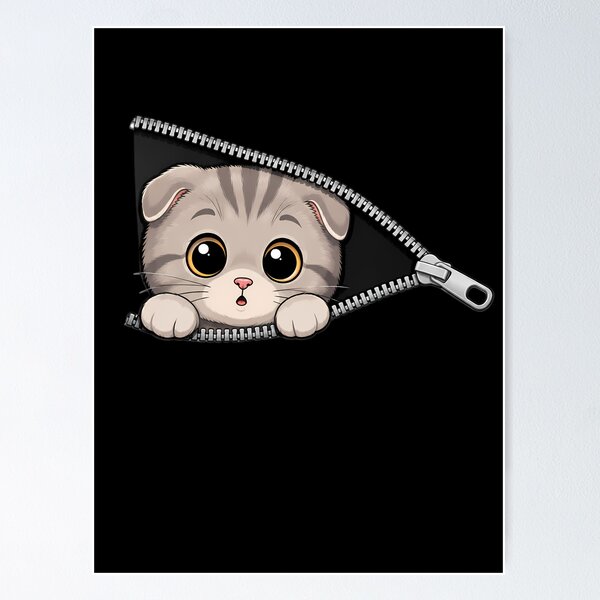 Item preview, Cute Kitten Peeking Zipper Cat Face designed and sold by M555888.