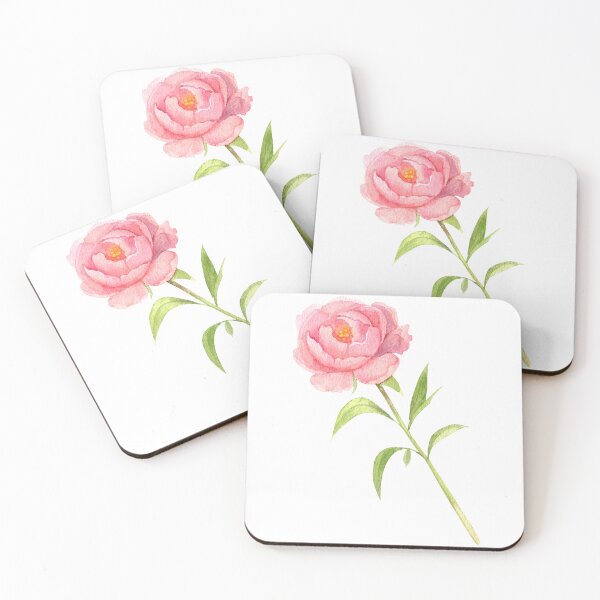 Item preview, Pink Peony Flower with Green Leaves  designed and sold by White Rabbit Design .