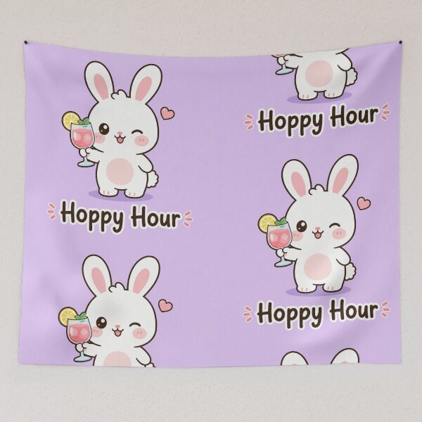 Item preview, Hoppy Hour Funny Bunny Illustration | Cute Pun Gift designed and sold by moonlit.ink.shop.