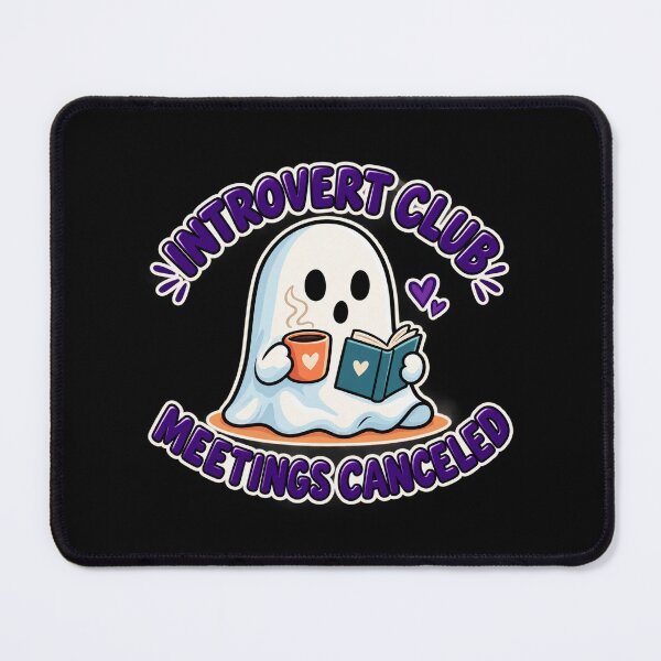 Item preview, Introvert Club Meetings Canceled - Cute Ghost Reading Coffee Funny Quote designed and sold by Final Chance Designs⭐️⭐️⭐️⭐️⭐️.