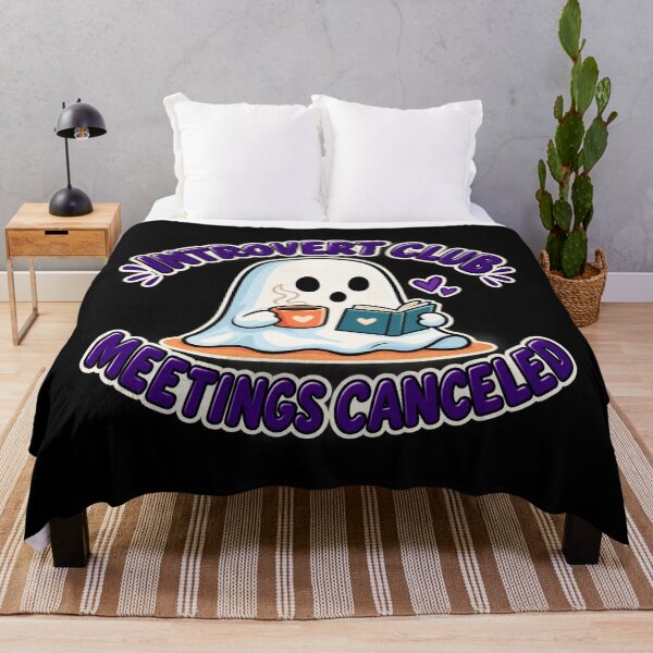 Item preview, Introvert Club Meetings Canceled - Cute Ghost Reading Coffee Funny Quote designed and sold by Final Chance Designs⭐️⭐️⭐️⭐️⭐️.