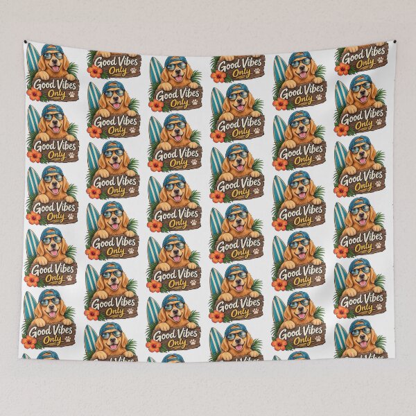 Item preview, Good Vibes Only Golden Retriever designed and sold by CrazyChrisBeker.