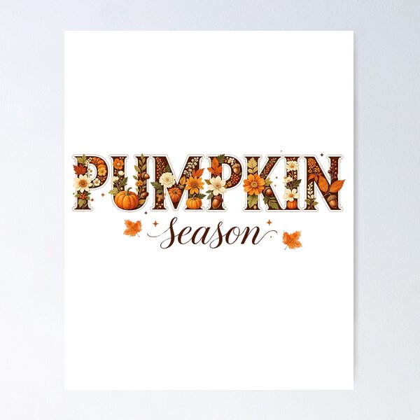 Item preview, Pumpkin Season Floral Autumn Lettering, Cozy Fall Botanical Art designed and sold by GeorgyCrafts.