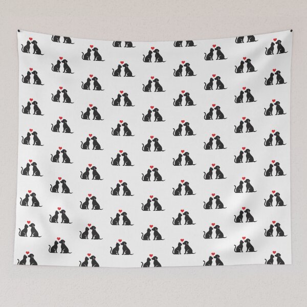 Item preview, Silhouette of a cat and a dog with a heart designed and sold by FootprintofLove.