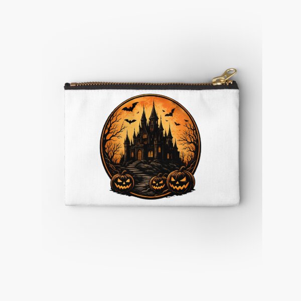 Item preview, Vintage Spooky Halloween Castle with Moon and Pumpkin Illustration designed and sold by SupremeDoggo.